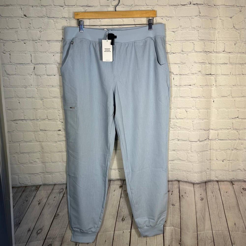 NEW FIGS Zamora Jogger Scrub Pants Womens XLT Tall Light Blue Heather 1000208‎